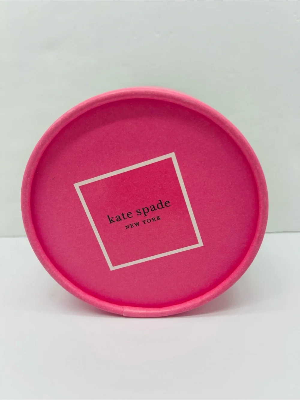 kate spade Pink and Green Round Gift Box with Gold Trim New